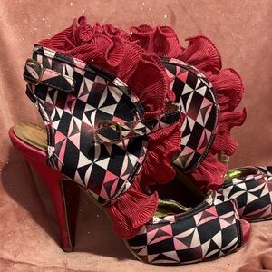Pink ruffle heels
